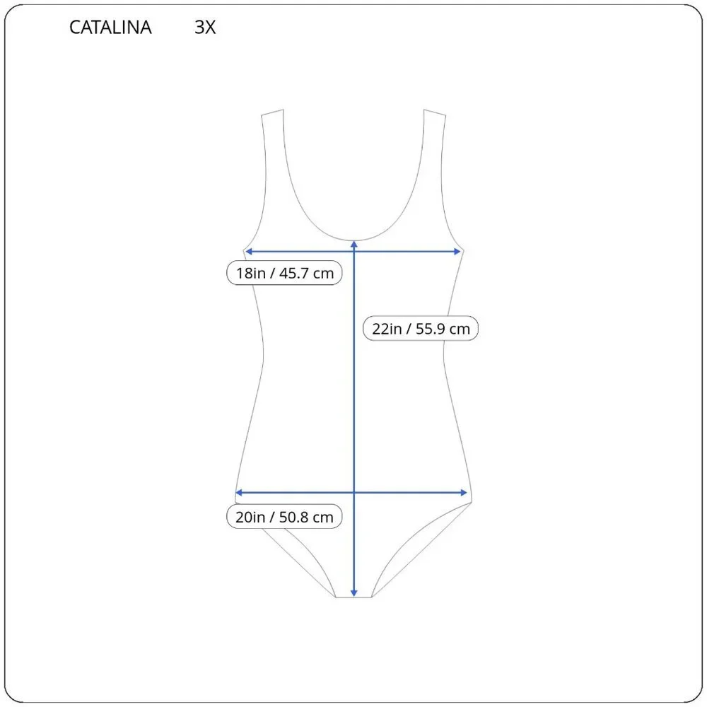 Catalina Women's 3X Swimsuit One Piece Plus Size Black White GEO51XE